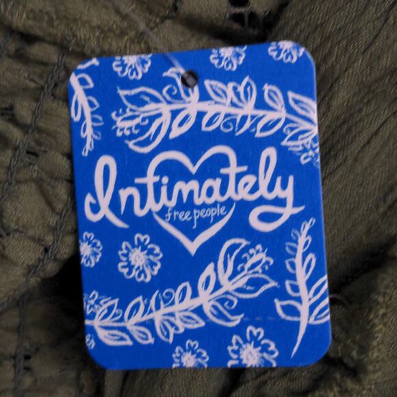 Free People Adella Cami Crochet Lace Flowy Tiered Crisscross Olive Sparrow L New - Picture 9 of 11